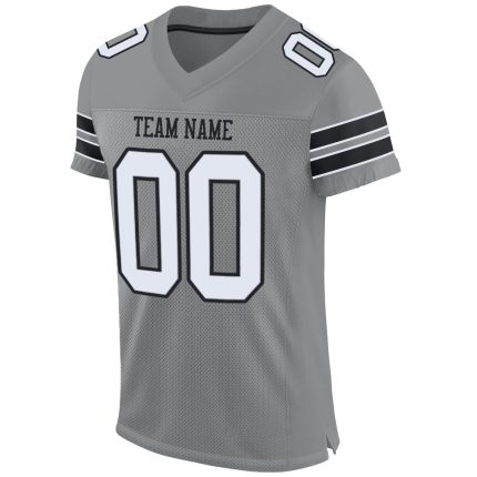 Custom Name & Number Personalized Authentic Football Jersey - Gray, White, Black Mesh Team Jersey Personalized Gray White-Black