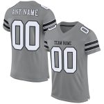 Custom Name & Number Personalized Authentic Football Jersey - Gray, White, Black Mesh Team Jersey Personalized Gray White-Black