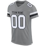Personalized Authentic Football Jersey - Gray Black White Mesh Design Personalized Gray White-Black Mesh Authentic Football