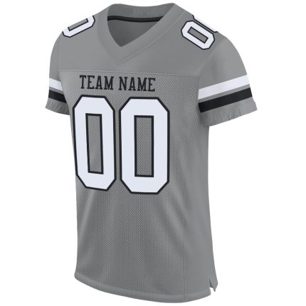 Personalized Authentic Football Jersey - Gray Black White Mesh Design Personalized Gray White-Black Mesh Authentic Football