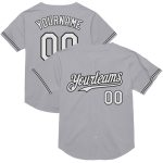 Custom Personalized Baseball Jersey with Team Name and Number - Gray Black White Mesh Authentic Throwback Personalized Gray