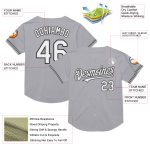 Custom Personalized Baseball Jersey with Team Name and Number - Gray Black White Mesh Authentic Throwback Personalized Gray