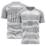 Custom Name and Number Soccer Jersey - Personalized Gray Black White Pinstripe Sublimation Uniform Personalized Gray White-Black