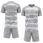 Custom Name and Number Soccer Jersey - Personalized Gray Black White Pinstripe Sublimation Uniform Personalized Gray White-Black