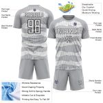 Custom Name and Number Soccer Jersey - Personalized Gray Black White Pinstripe Sublimation Uniform Personalized Gray White-Black