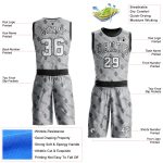 Custom Basketball Jersey with Personalized Name and Number - Gray White Black Round Neck Sublimation Suit Personalized Gray