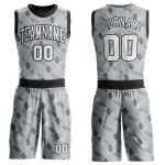 Custom Basketball Jersey with Personalized Name and Number - Gray White Black Round Neck Sublimation Suit Personalized Gray