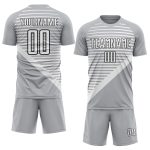 Custom Name Number Soccer Jersey - Personalized Gray Black White Stripes Uniform Personalized Gray White-Black Stripes Sublimation
