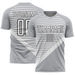 Custom Name Number Soccer Jersey - Personalized Gray Black White Stripes Uniform Personalized Gray White-Black Stripes Sublimation