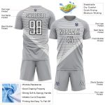 Custom Name Number Soccer Jersey - Personalized Gray Black White Stripes Uniform Personalized Gray White-Black Stripes Sublimation