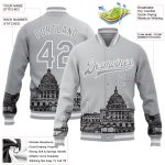 Customizable 3D Pattern United States Capitol Bomber Varsity Jacket with Personalized Name & Number - Gray & Black Design