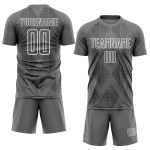 Custom Name and Number Soccer Uniform Jersey - Personalized Gray White Geometric Shapes Design Personalized Gray White Geometric