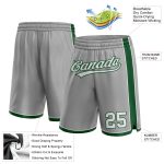 Custom Name and Number Basketball Shorts - Personalized Gray White-Green Authentic Team Apparel Personalized Gray White-Green