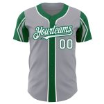 Personalized Team Baseball Jersey with Custom Name & Number - Gray White Kelly Green Arm Shapes, 3 Colors Available Personalized