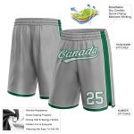 Custom Personalized Basketball Shorts with Name and Number - Gray White Kelly Green Personalized Gray White-Kelly Green Authentic