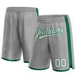 Custom Personalized Basketball Shorts with Name and Number - Gray White Kelly Green Personalized Gray White-Kelly Green Authentic