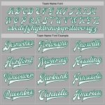 Custom Name Number Varsity Letterman Two Tone Bomber Jacket Gray White Kelly Green Full-Snap Team Gear Personalized Gray