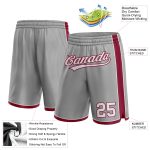 Personalized Custom Name and Number Basketball Shorts - Gray White Maroon Authentic Team Gear Personalized Gray White-Maroon