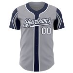 Custom Baseball Jersey with Personalized Name and Number in Gray White Navy Colors - Authentic Team Style Personalized Gray