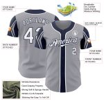 Custom Baseball Jersey with Personalized Name and Number in Gray White Navy Colors - Authentic Team Style Personalized Gray