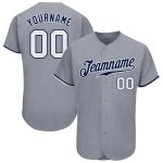 Custom Personalized Gray White-Navy Baseball Jersey with Name and Number - Authentic Team Gear Personalized Gray White-Navy