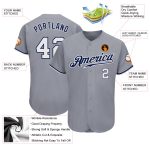Custom Personalized Gray White-Navy Baseball Jersey with Name and Number - Authentic Team Gear Personalized Gray White-Navy