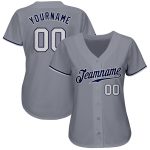 Custom Personalized Gray White-Navy Baseball Jersey with Name and Number - Authentic Team Gear Personalized Gray White-Navy