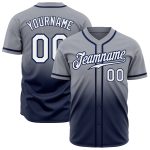 Custom Name Number Baseball Jersey - Personalized Gray White Navy Authentic Fade Fashion Team Apparel Personalized Gray White-Navy