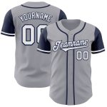 Custom Two Tone Baseball Jersey Personalized Gray White Navy with Team Name and Number Personalized Gray White-Navy Authentic