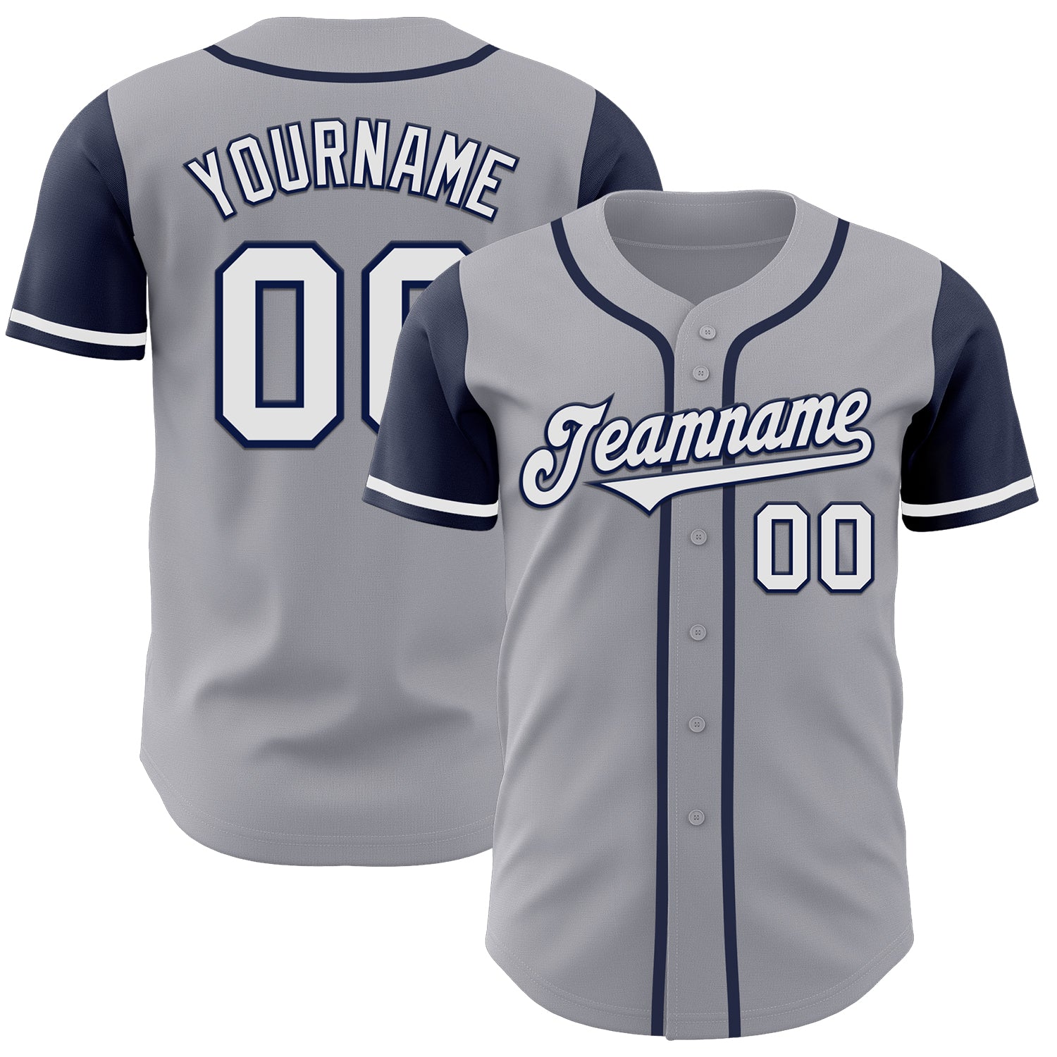 Custom Two Tone Baseball Jersey Personalized Gray White Navy with Team Name and Number Personalized Gray White-Navy Authentic