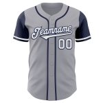 Custom Two Tone Baseball Jersey Personalized Gray White Navy with Team Name and Number Personalized Gray White-Navy Authentic