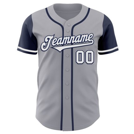 Custom Two Tone Baseball Jersey Personalized Gray White Navy with Team Name and Number Personalized Gray White-Navy Authentic