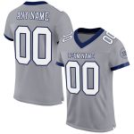Custom Personalized Football Jersey with Name and Number - Gray White Navy Mesh Authentic Design Personalized Gray White-Navy