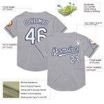 Custom Team Name Number Gray White-Navy Mesh Authentic Baseball Jersey - Personalized Throwback Design Personalized Gray