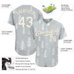 Custom Name and Number Authentic 3D Baseball Jersey - Personalized Gray White-Old Gold Christmas Design Personalized Gray