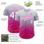 Personalized Authentic Baseball Jersey with 3D Pattern Design - Custom Name and Number, Gray White-Pink Square Style Personalized