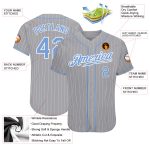 Custom Name Number Baseball Jersey - Personalized Gray White Pinstripe Light Blue-White Authentic Team Jersey Personalized