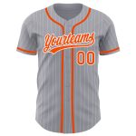 Customizable Orange Gray White Pinstripe Baseball Jersey - Personalized Team Name & Number Personalized Gray White Pinstripe