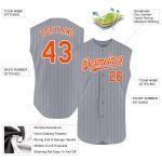 Custom Name Number Baseball Jersey - Personalized Gray White Pinstripe Orange Sleeveless Team Jersey Personalized Gray White