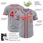 Customizable Authentic Baseball Jersey with Red, Gray, and White Pinstripes - Personalize with Name and Number Personalized