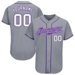 Custom Name and Number Authentic Baseball Jersey - Personalized Gray White-Purple Team Jersey Personalized Gray White-Purple