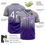 Custom Name and Number Personalized Gray Purple White Fade Baseball Jersey - Authentic Fashion Team Apparel Personalized