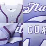 Custom Name and Number Personalized Gray Purple White Fade Baseball Jersey - Authentic Fashion Team Apparel Personalized