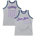 Custom Name Number Throwback Basketball Jersey Personalized Gray White Purple Personalized Gray White-Purple Authentic Throwback