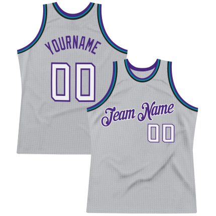 Custom Name Number Throwback Basketball Jersey Personalized Gray White Purple Personalized Gray White-Purple Authentic Throwback