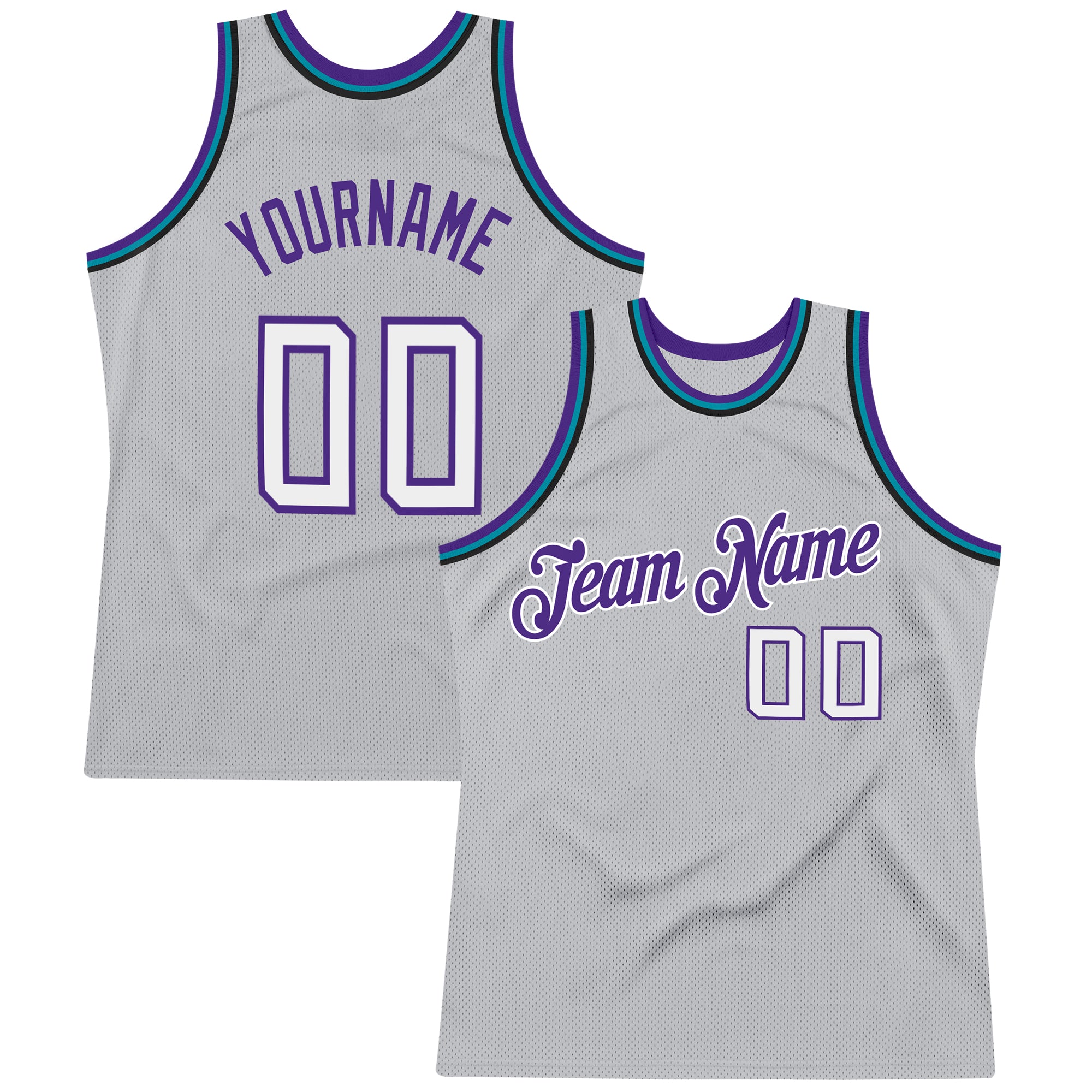 Custom Name Number Throwback Basketball Jersey Personalized Gray White Purple Personalized Gray White-Purple Authentic Throwback