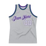 Custom Name Number Throwback Basketball Jersey Personalized Gray White Purple Personalized Gray White-Purple Authentic Throwback