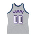Custom Name Number Throwback Basketball Jersey Personalized Gray White Purple Personalized Gray White-Purple Authentic Throwback