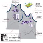 Custom Name Number Throwback Basketball Jersey Personalized Gray White Purple Personalized Gray White-Purple Authentic Throwback