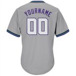 Custom Name Number Gray White Purple Authentic Throwback Baseball Jersey Shirt Rib-Knit Design Personalized Gray White-Purple